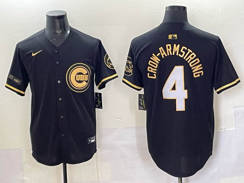 Men Chicago Cubs #4 Crow Armstrong black Nike MLB 2025 Jersey 21